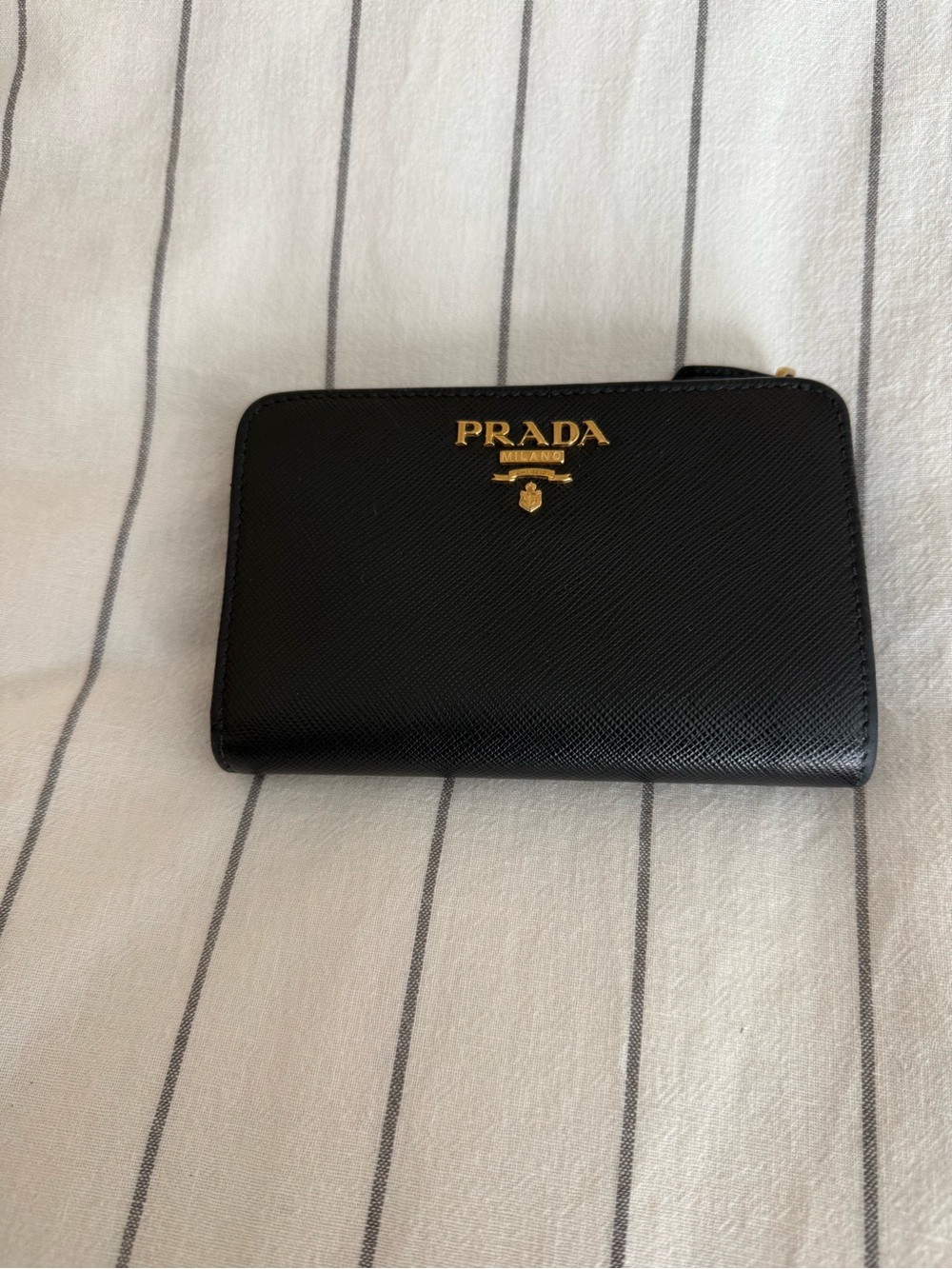 Prada Black Saffiano Leather wallet with Gold Logo